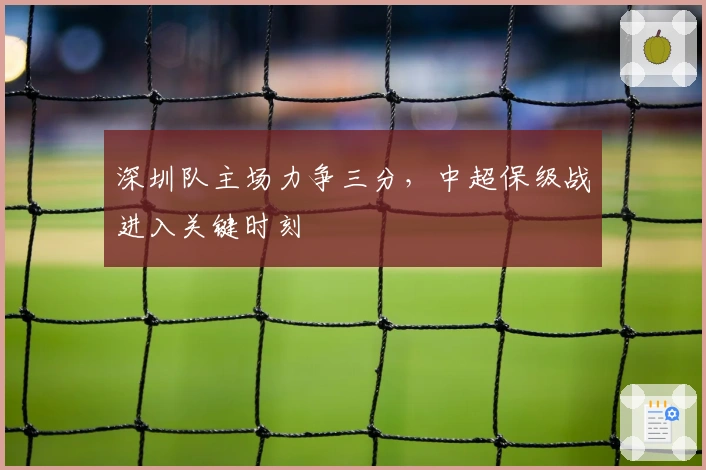 深圳队主场力争三分，中超保级战进入关键时刻